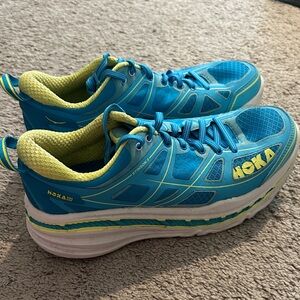 Hoka Vibrant Blue and Lime Sneakers